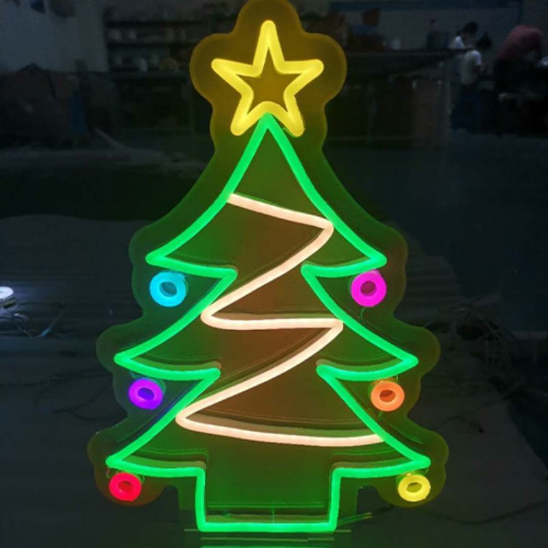 שלט ניאון עץ חג המולד merry2