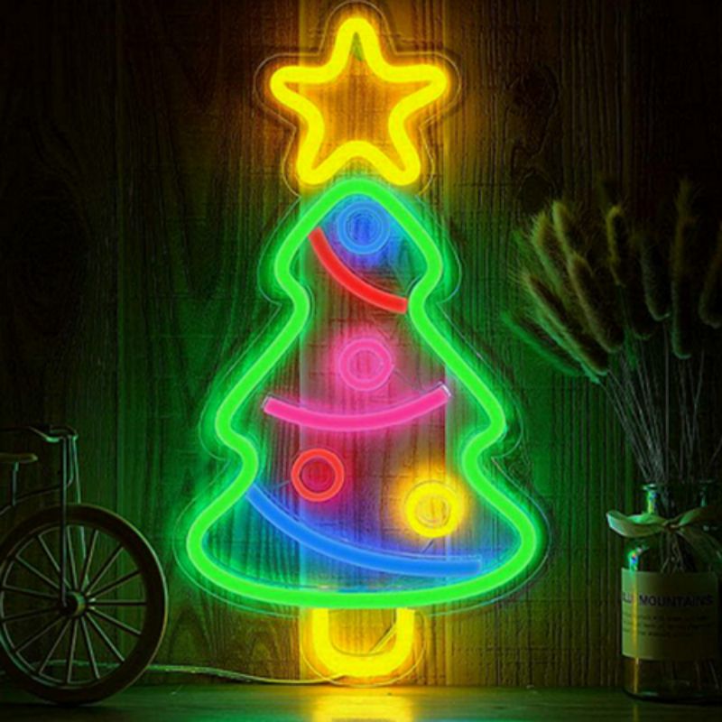 árbol de navidad letrero de neón merry3