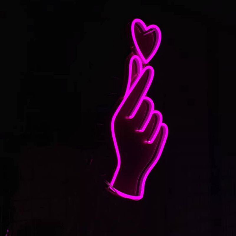 Finger love neon sign gesture4