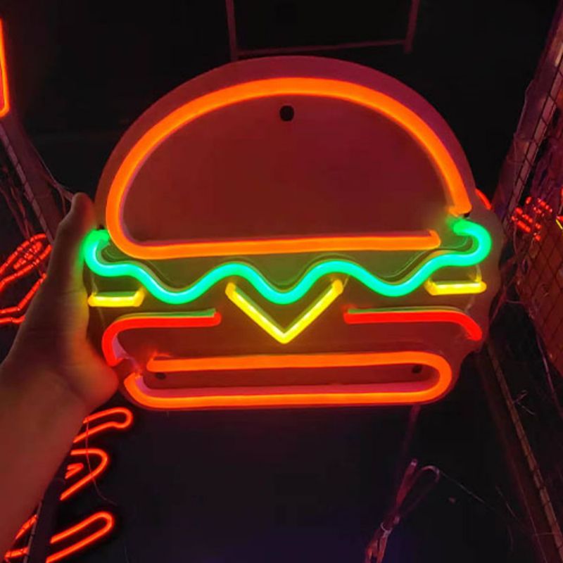 Hamburger neon sign handmade c2