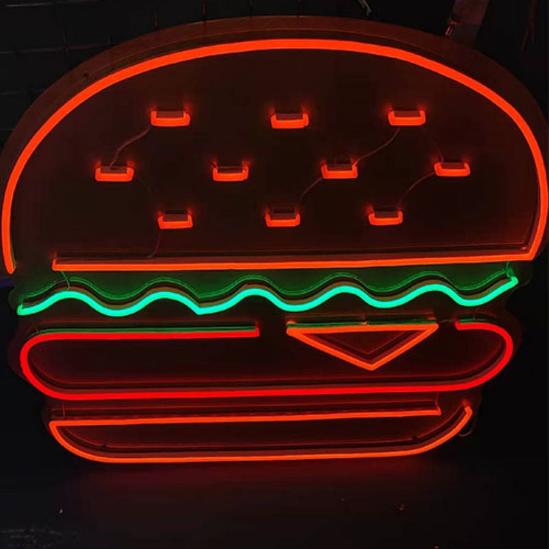 Comharthaí neon hamburger balla deco2