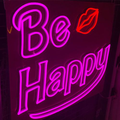 Šťastný neonový nápis neonové světlo sig2