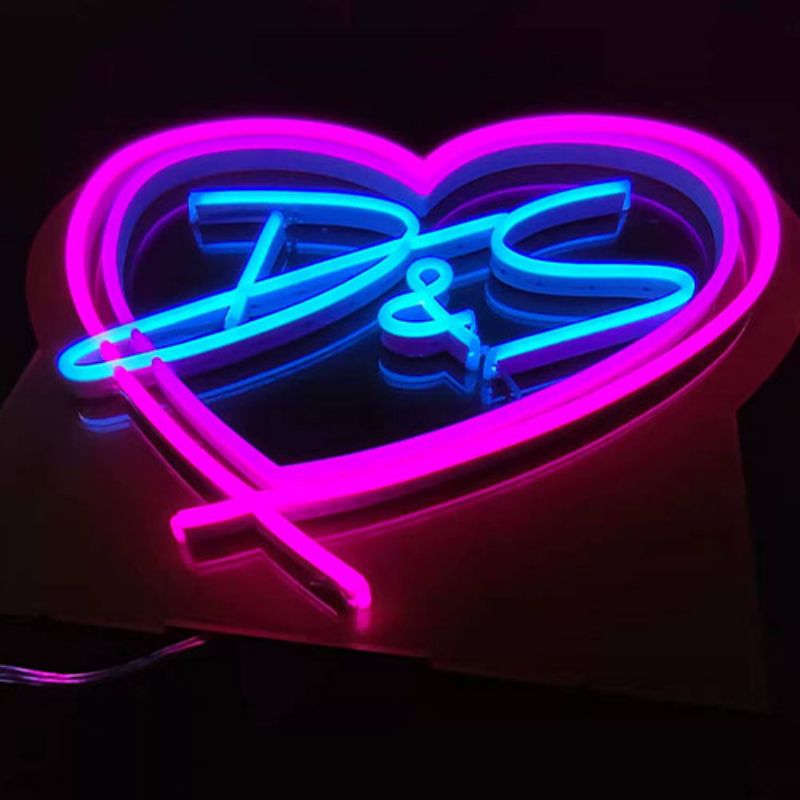 Heart love name neon sign wedd2