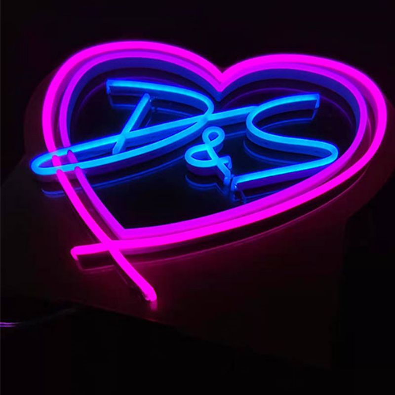 Širdies meilės vardas neoninis ženklas wedd3