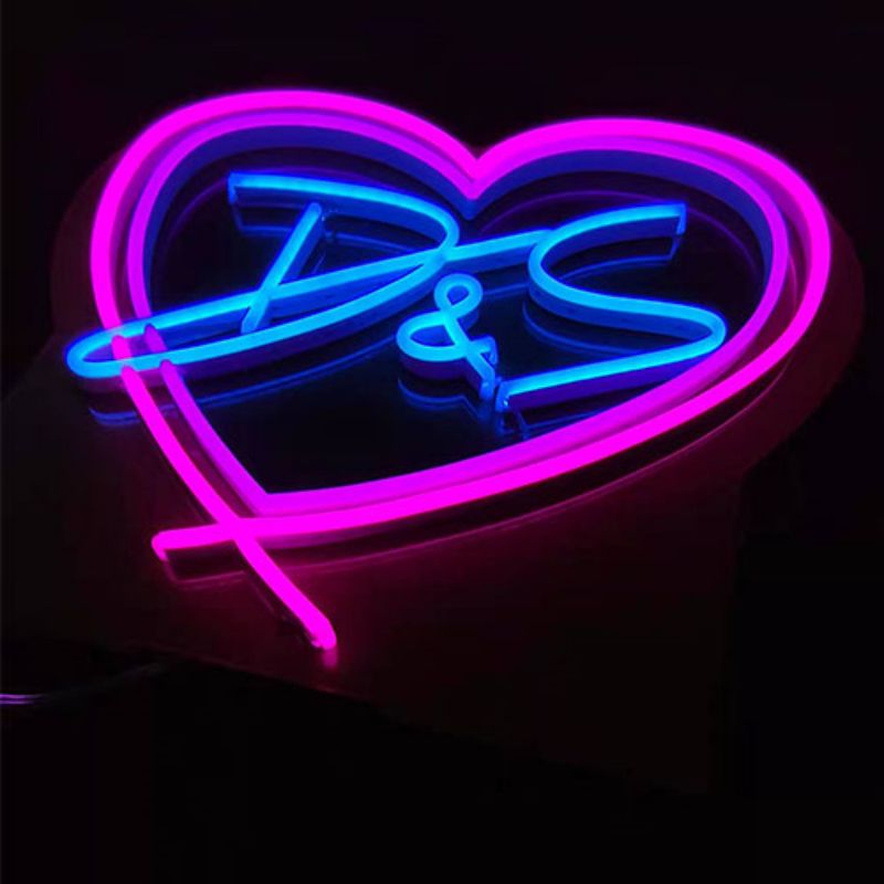 Ürək sevgi adı neon işarəsi wedd4