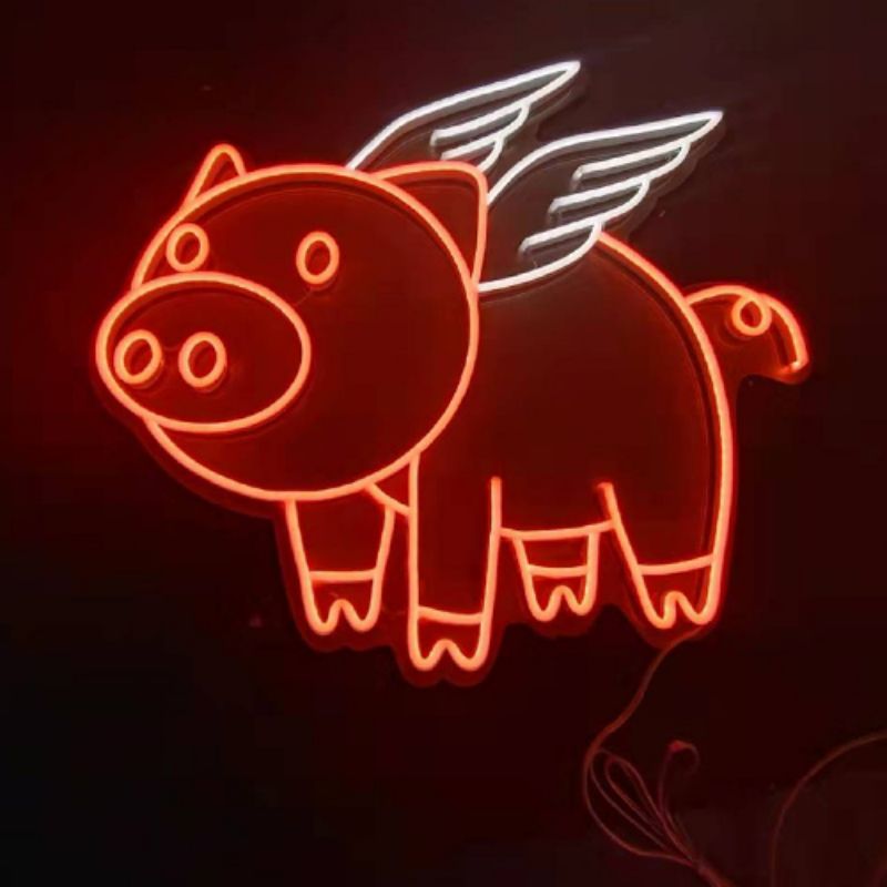 Tanda neon babi buatan tangan 12v ne2